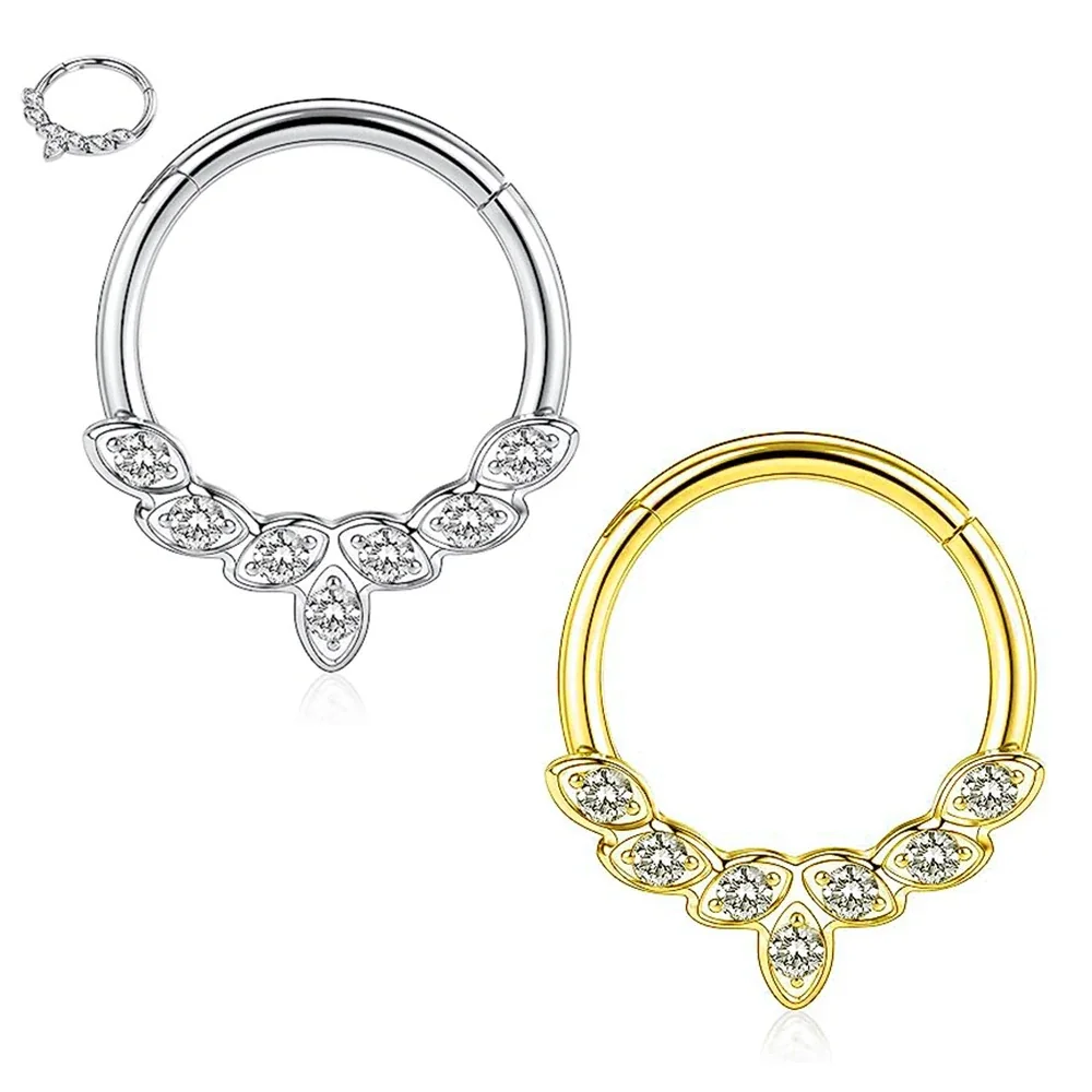 Ornate 316 Stainless Steel Marquise Crystal Hoop Earring
