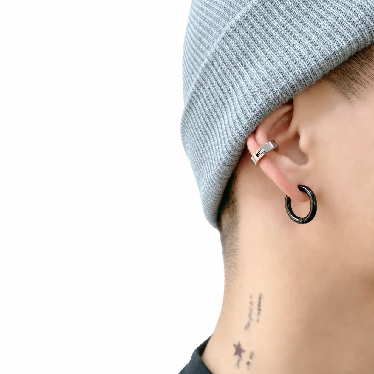Polished Stainless Steel Round Clip-On Hoop Earrings