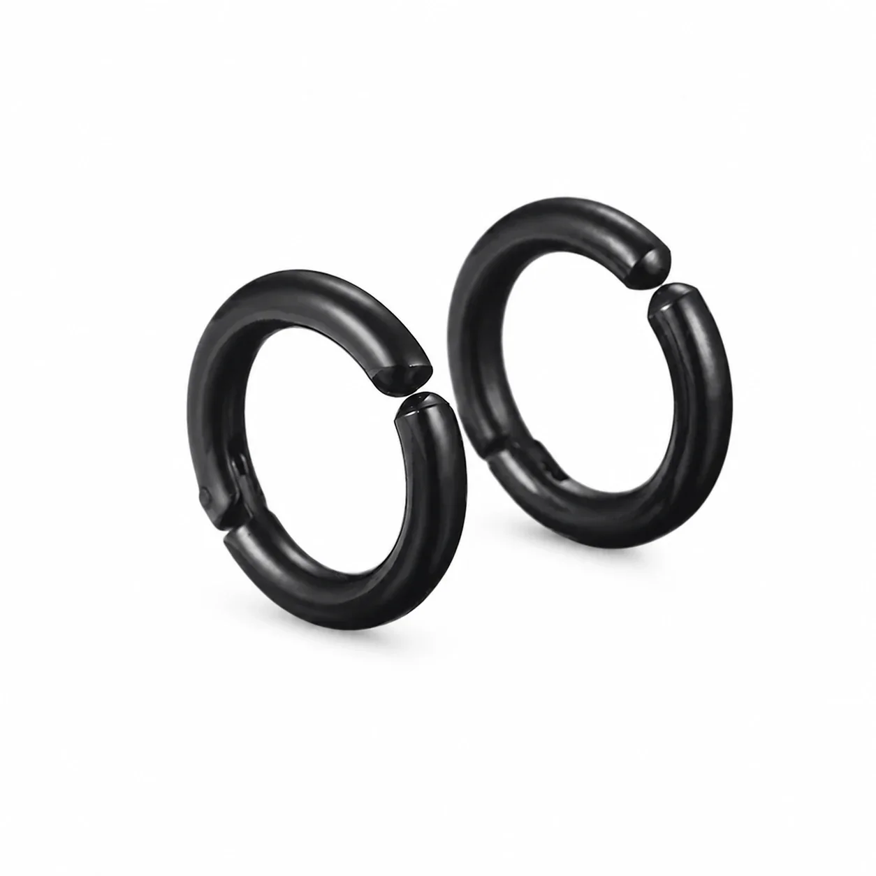 Polished Stainless Steel Round Clip-On Hoop Earrings