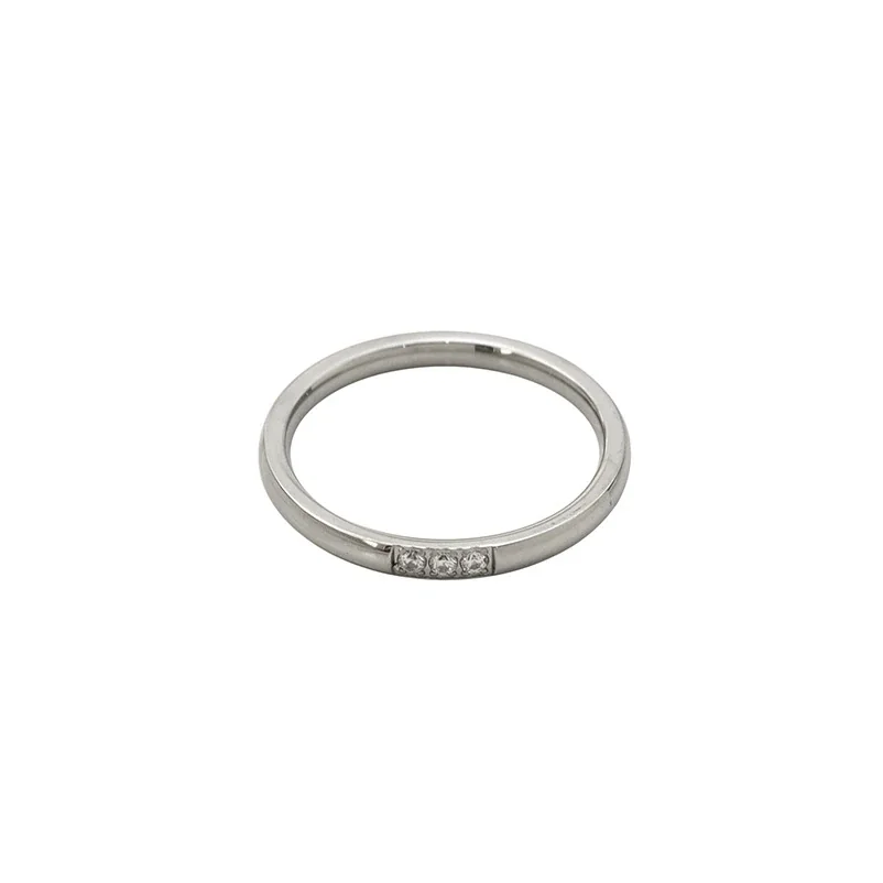 Delicate Stainless Steel Three CZ Band Ring