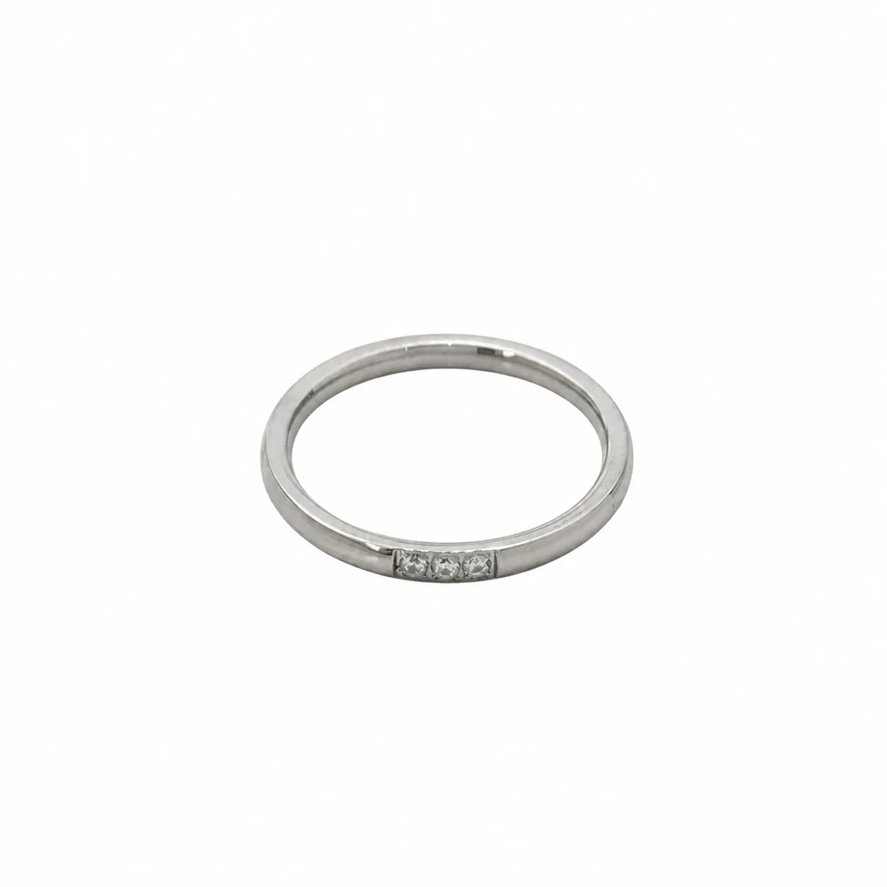Delicate Stainless Steel Three CZ Band Ring