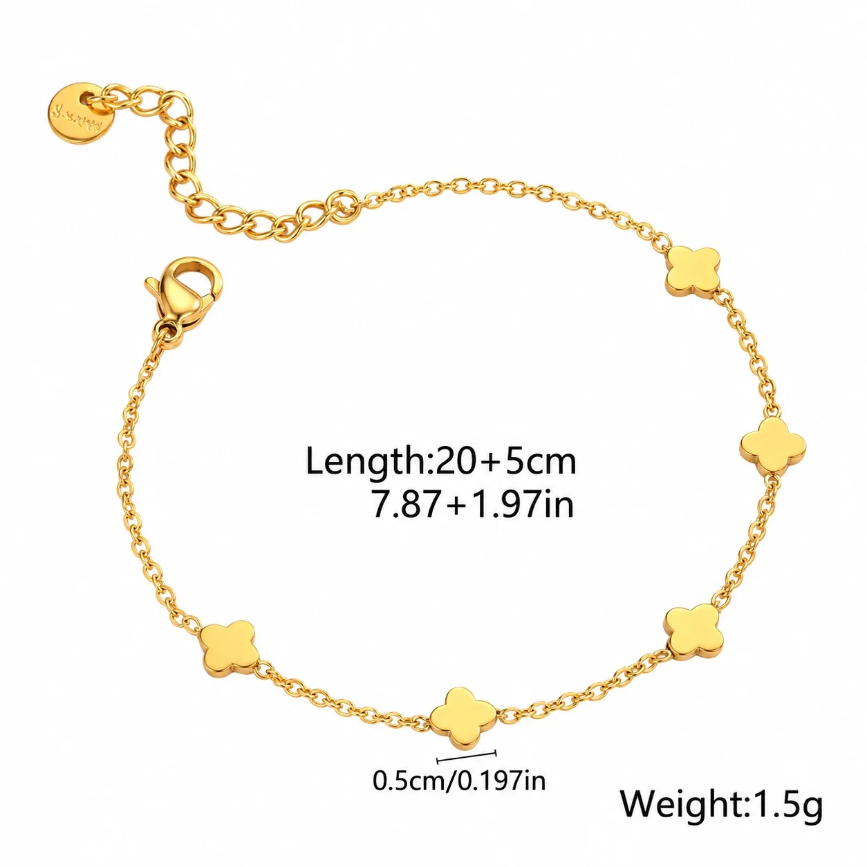 Photo produit : Bracelet de cheville avec breloques serpent, cœur, trèfle, étoile ou lune, acier inoxydable