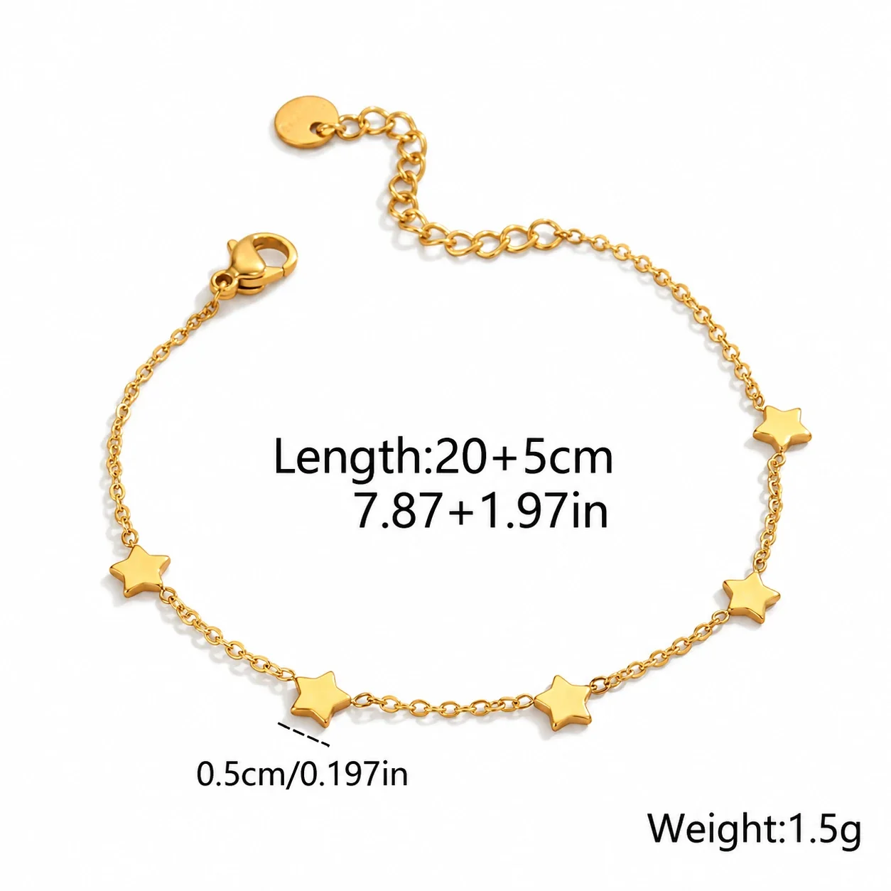 Photo produit : Bracelet de cheville avec breloques serpent, cœur, trèfle, étoile ou lune, acier inoxydable