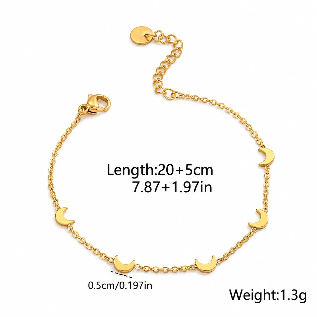 Photo produit : Bracelet de cheville avec breloques serpent, cœur, trèfle, étoile ou lune, acier inoxydable
