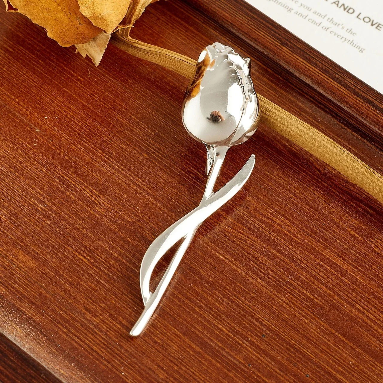 Tulip Brooch with Twisted Stem Stainless Steel