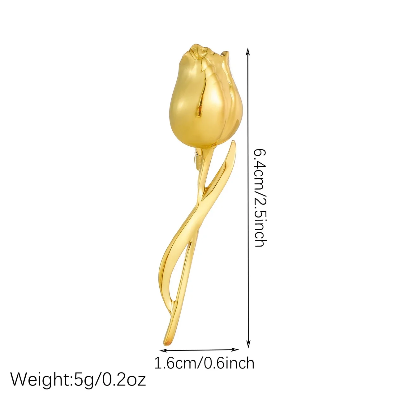Tulip Brooch with Twisted Stem Stainless Steel