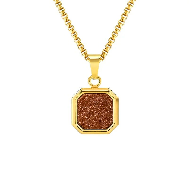 Octagonal Inlay Gold-Plated 316 Stainless Steel Necklace