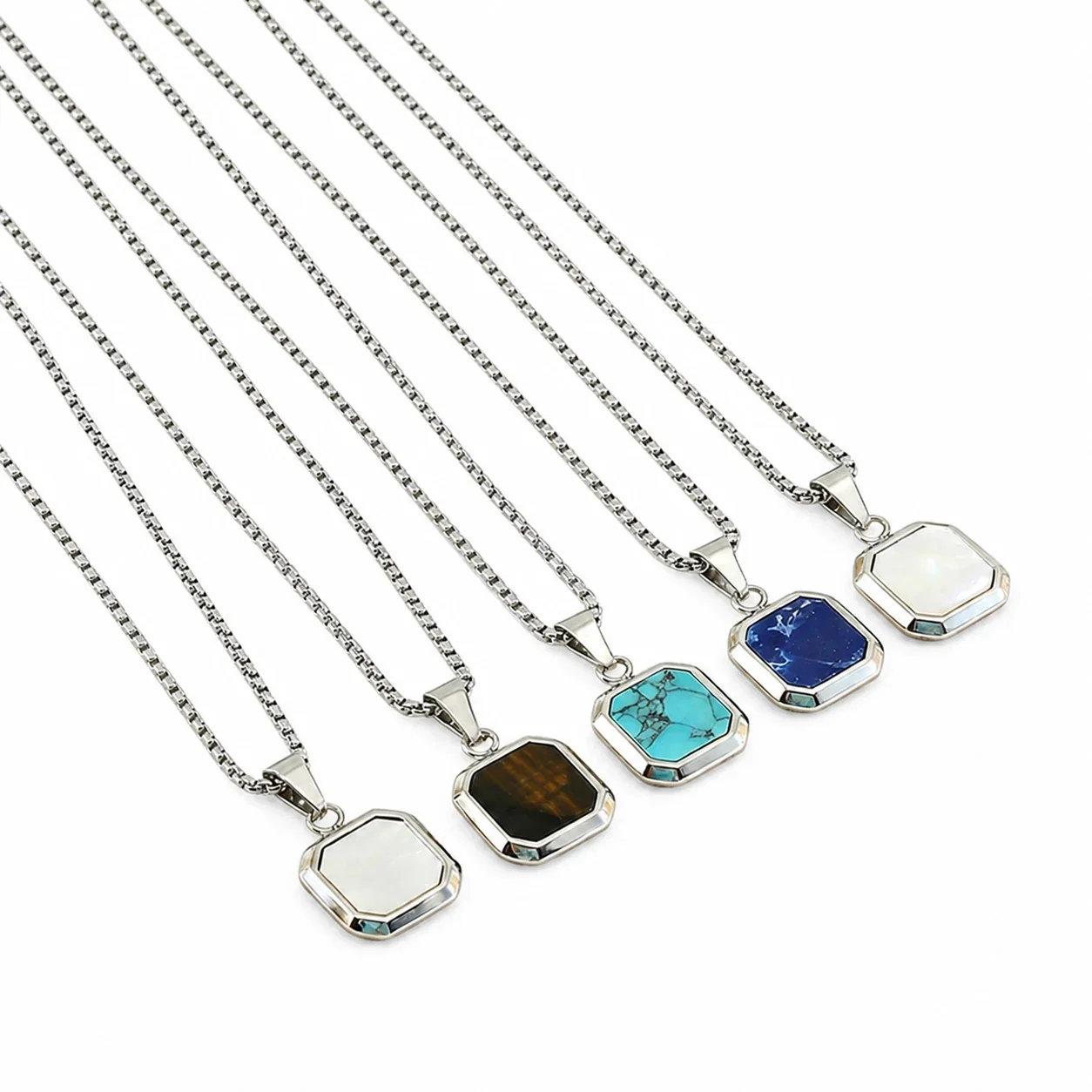 Octagonal Inlay Gold-Plated 316 Stainless Steel Necklace