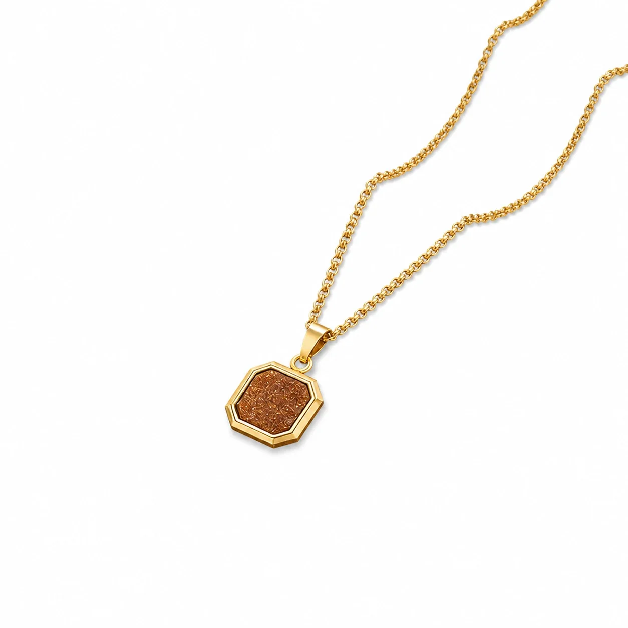 Octagonal Inlay Gold-Plated 316 Stainless Steel Necklace