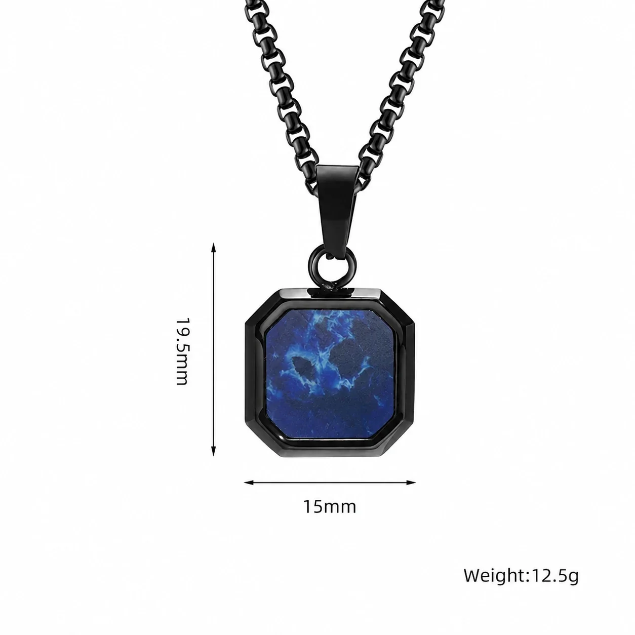 Octagonal Inlay Gold-Plated 316 Stainless Steel Necklace - Black Blue Turquoise
