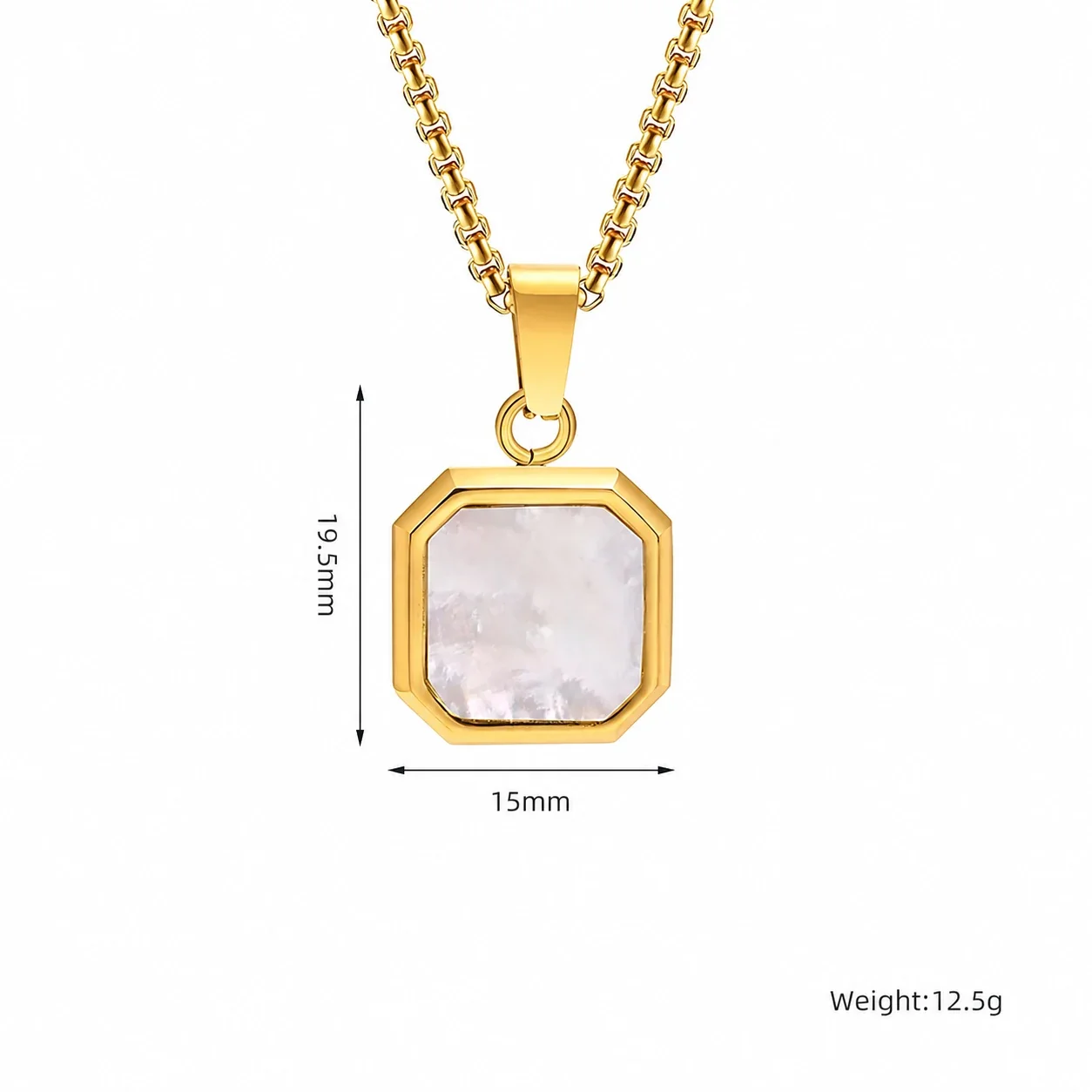 Octagonal Inlay Gold-Plated 316 Stainless Steel Necklace - Gold Shell