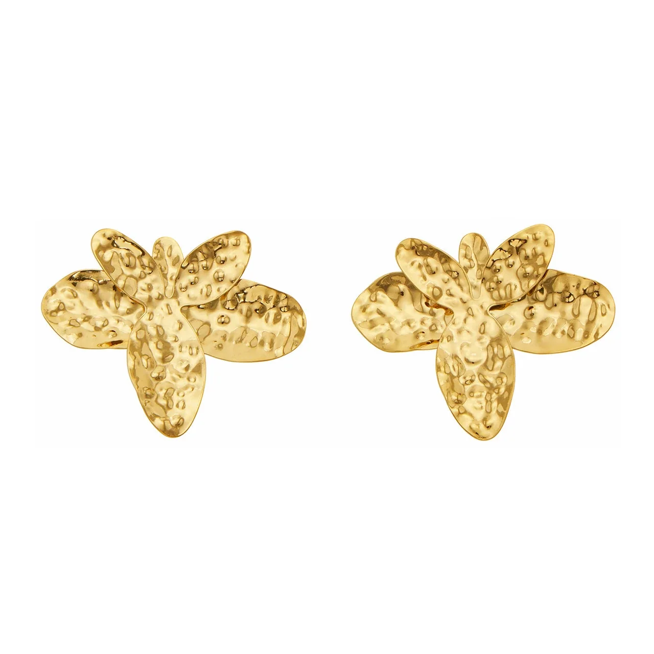 Hammered Petal 316 Stainless Steel Gold PVD Earrings