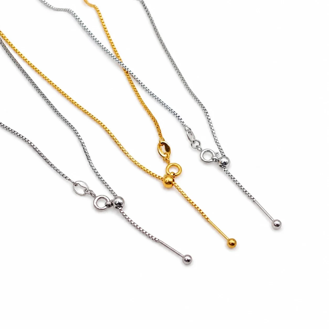Refined 316 Stainless Steel Bead-Adjuster Chain Necklace - . mm Box cm No.