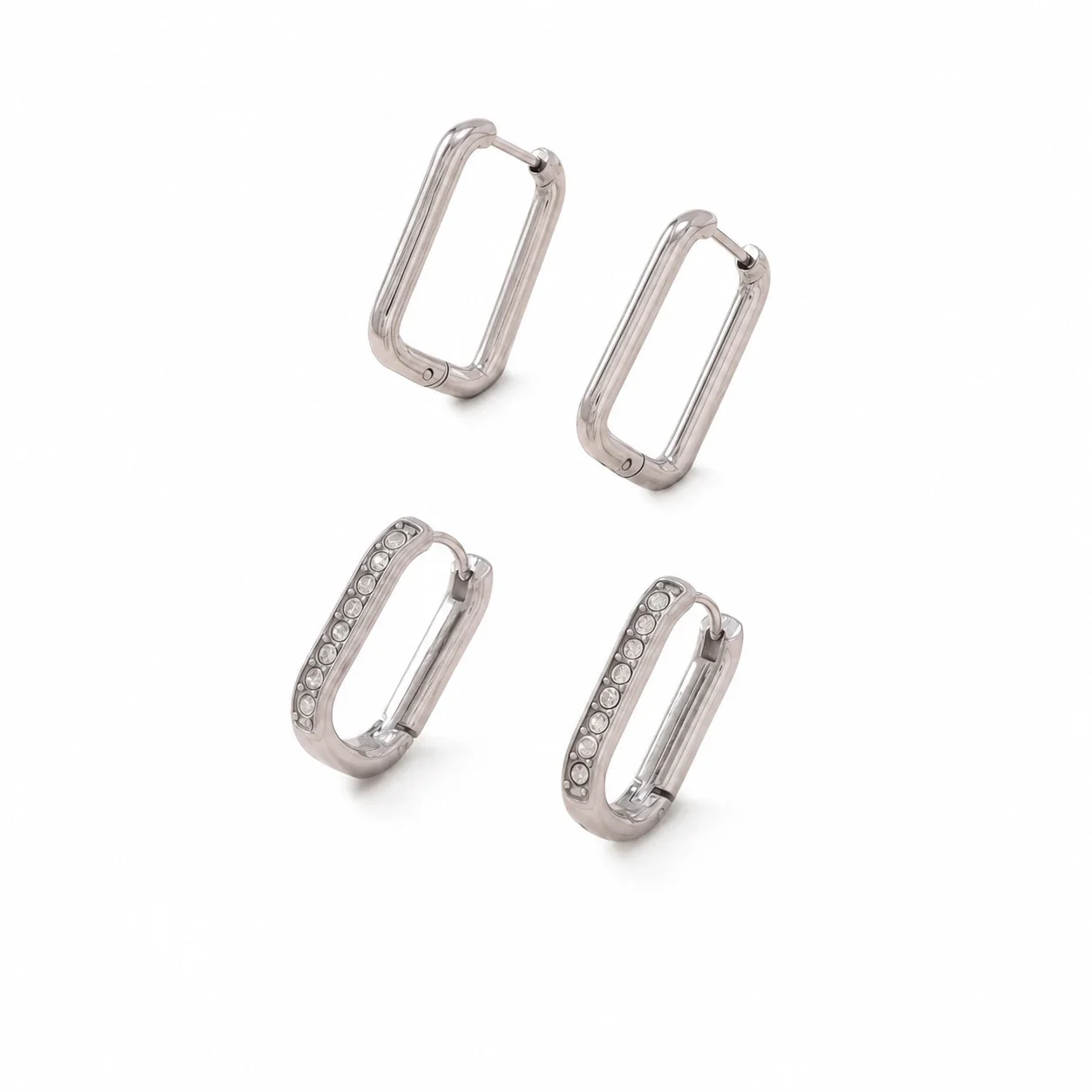 Produktfoto: Zweiteiliges Creolen-Set in quadratischer Form aus 316 Edelstahl, Gold PVD