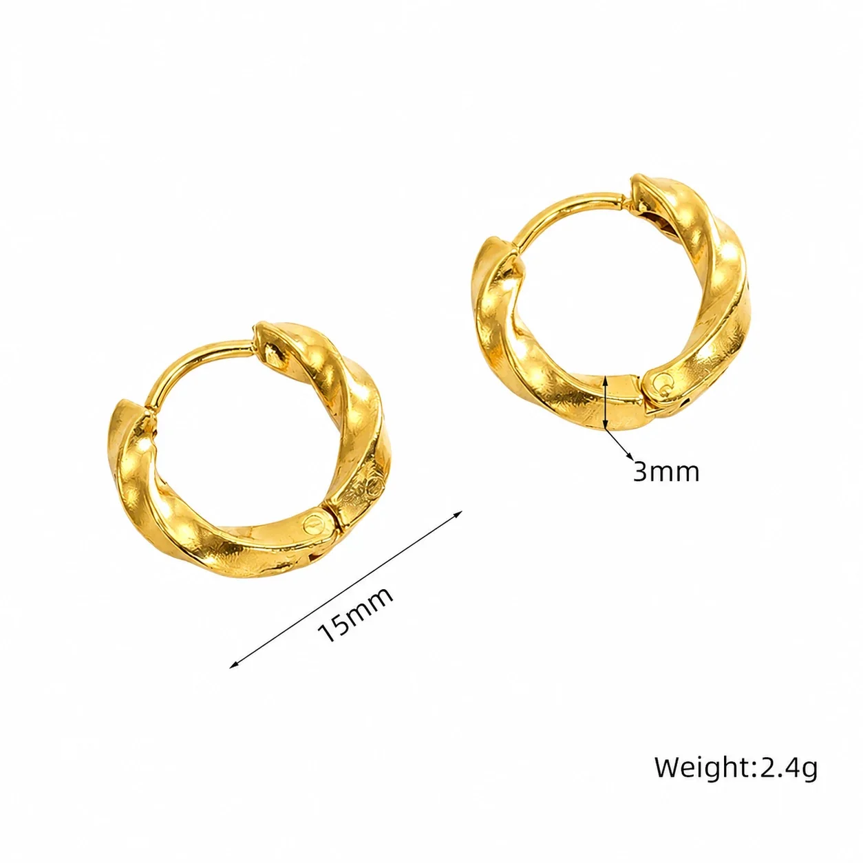 Sculptural Gold-Plated Stainless Steel Twisted Hinged Hoop Earrings - Gold Ribbon Twist