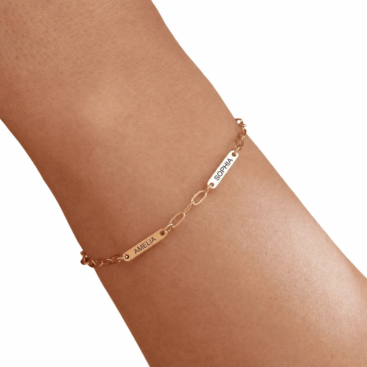 Personalized Stainless Steel PVD Bar Plate Paperclip Bracelet