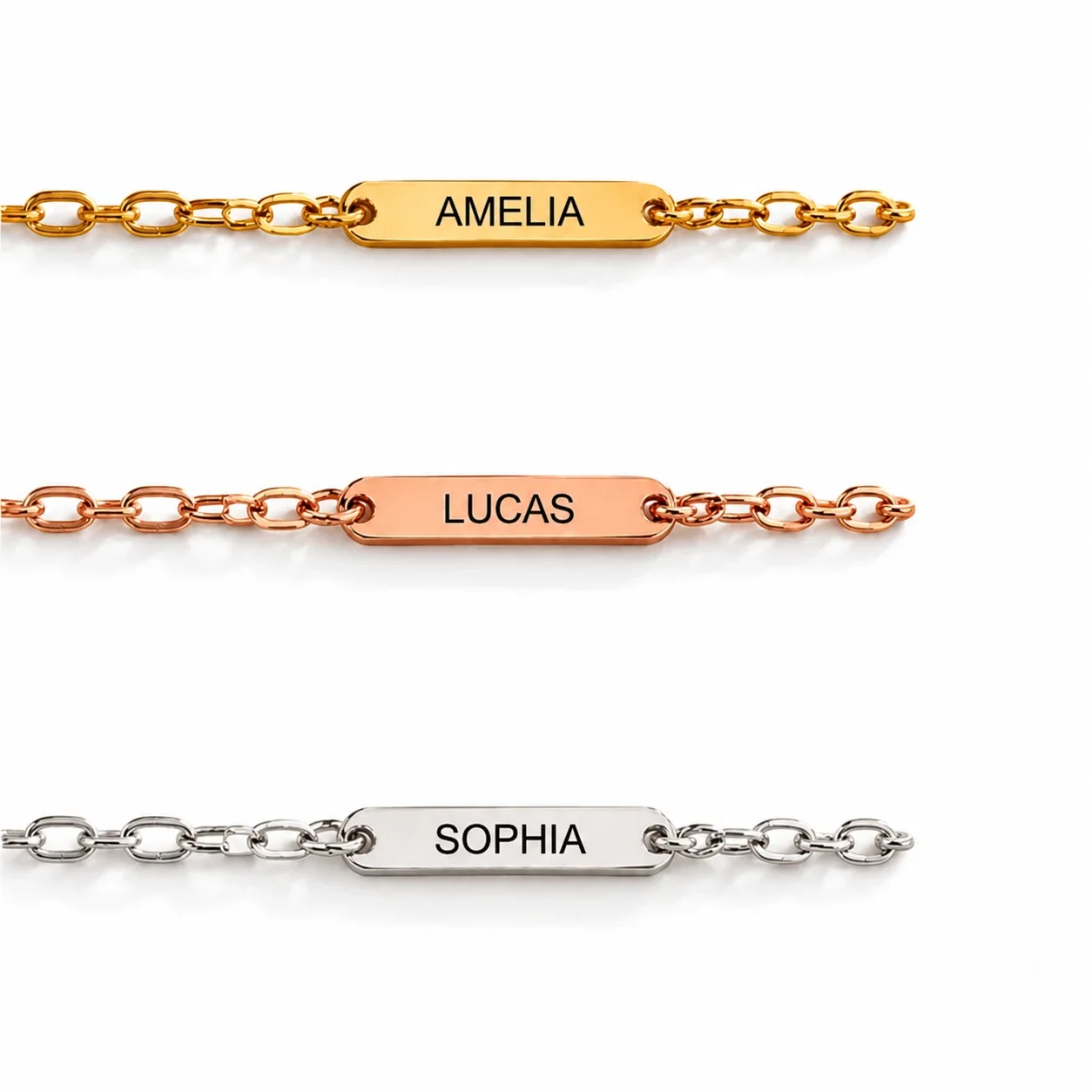 Personalized Stainless Steel PVD Bar Plate Paperclip Bracelet