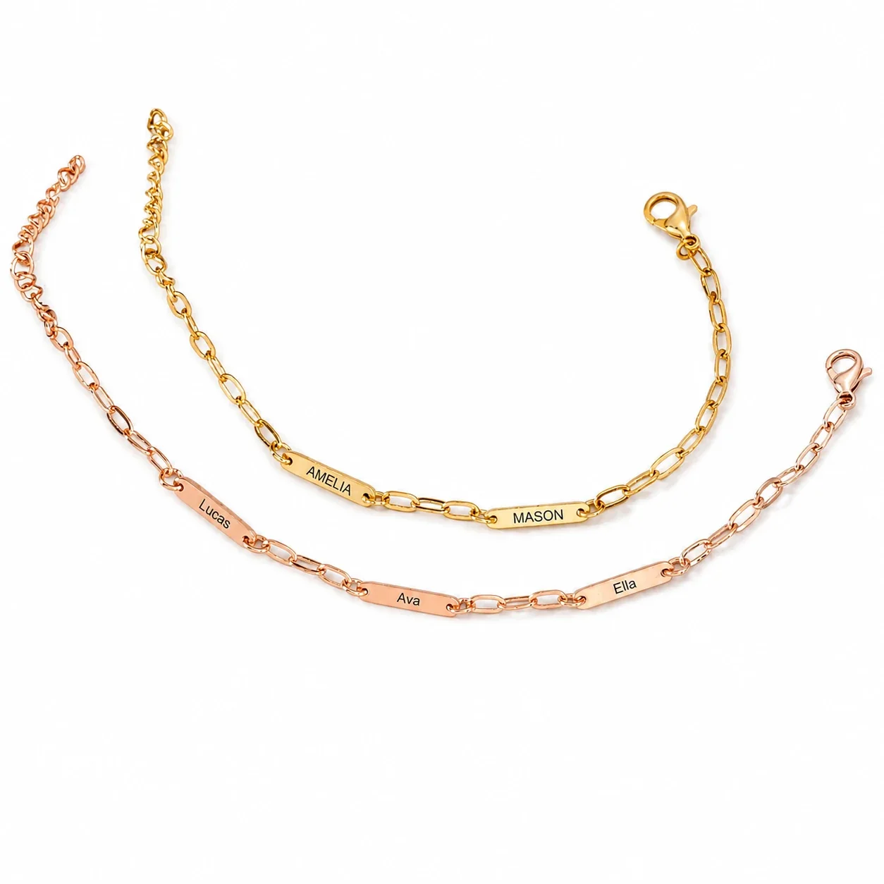 Personalized Stainless Steel PVD Bar Plate Paperclip Bracelet