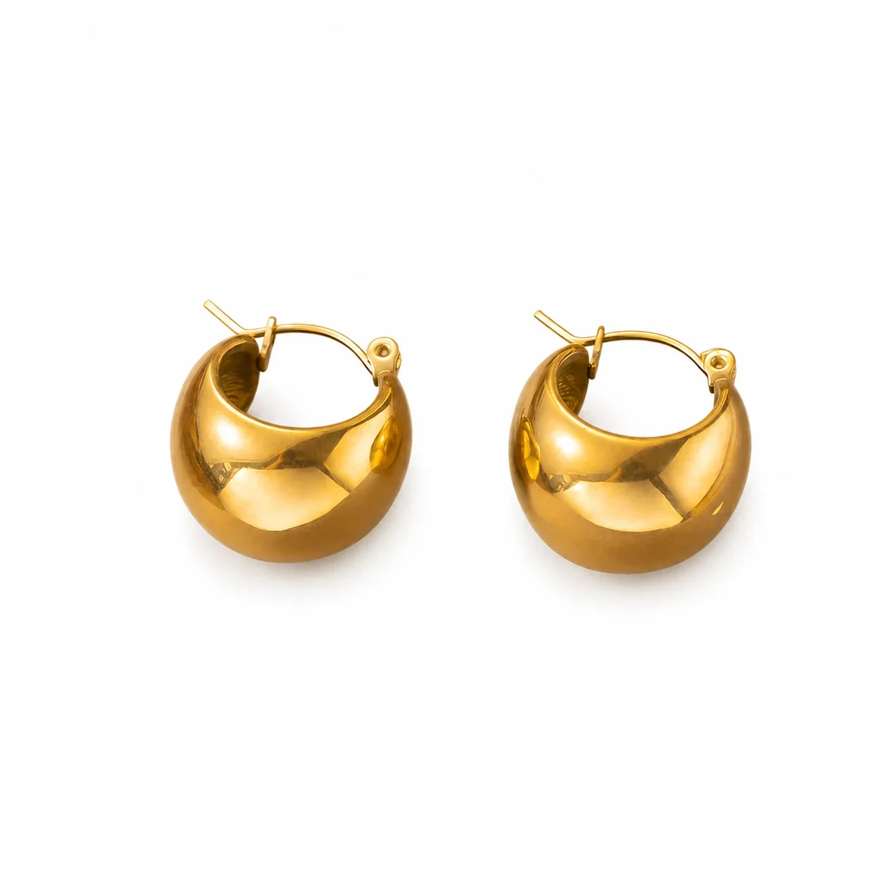 Sculptural Gold-plated Dome Hoop Earrings