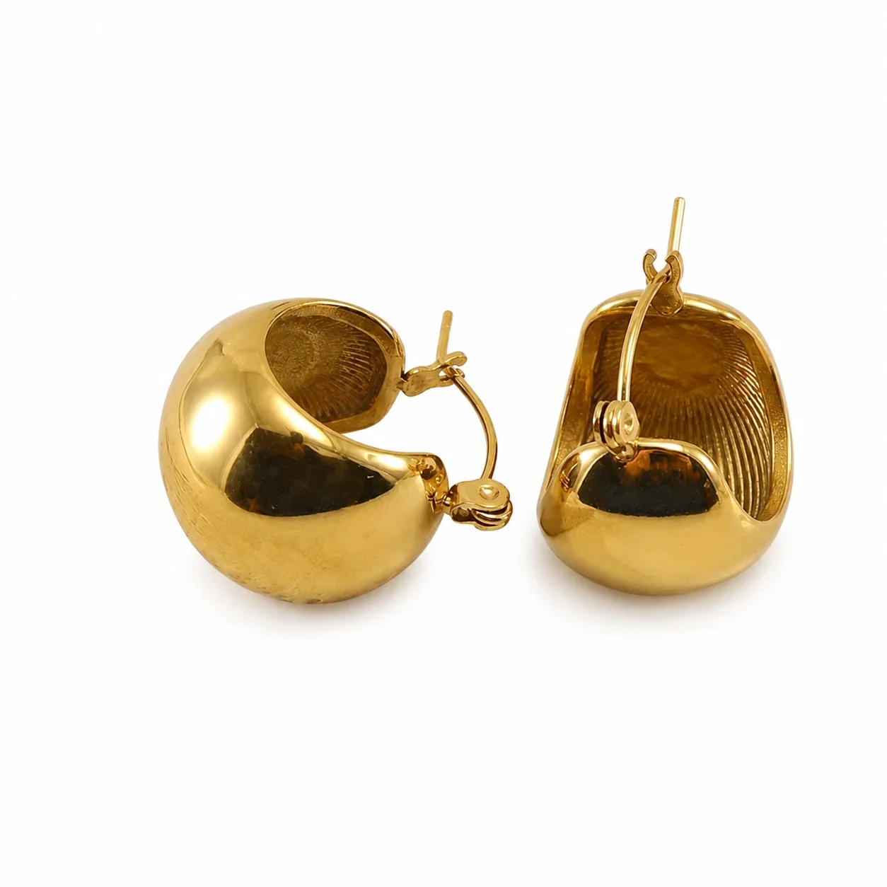 Sculptural Gold PVD Dome Hoop Earrings