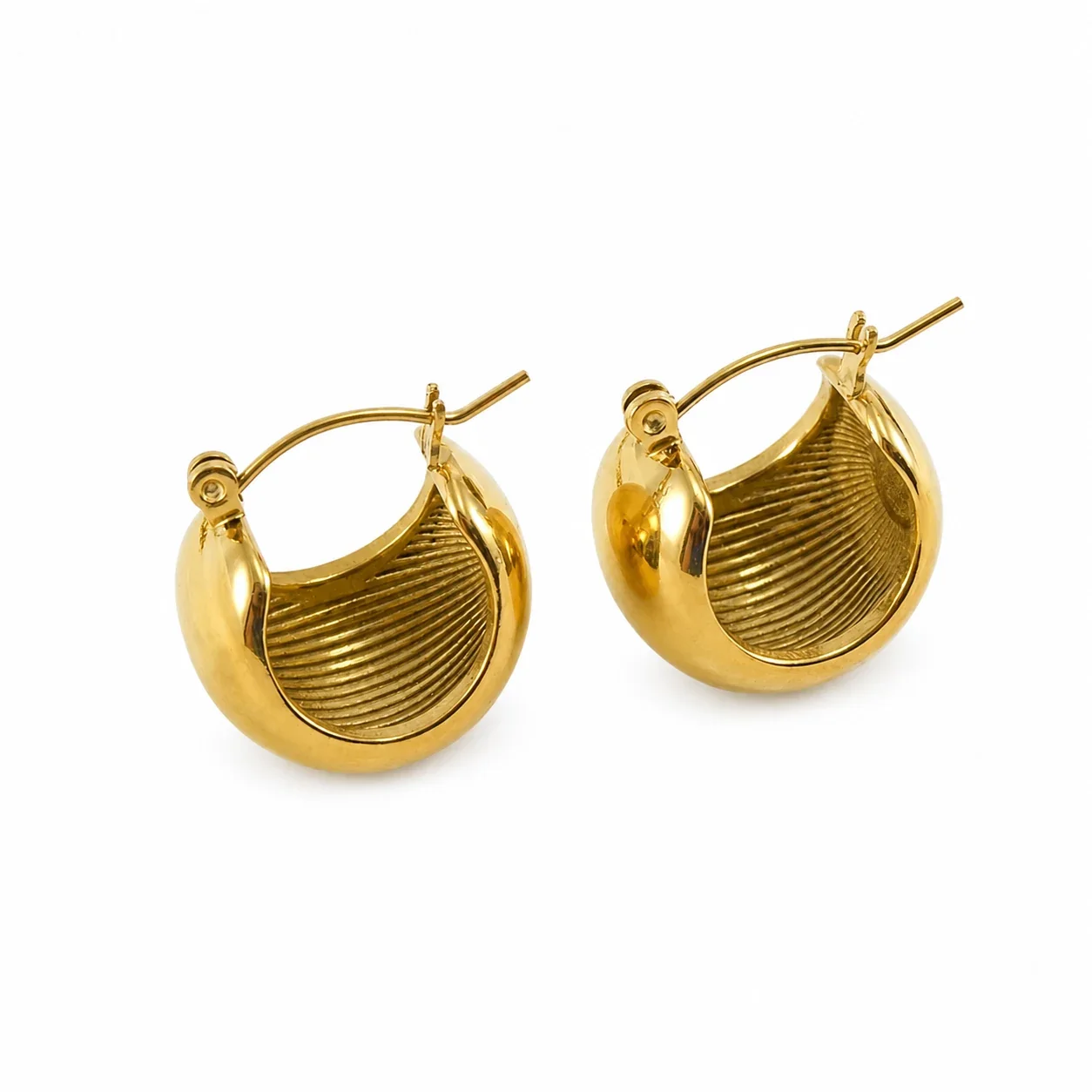 Sculptural Gold PVD Dome Hoop Earrings