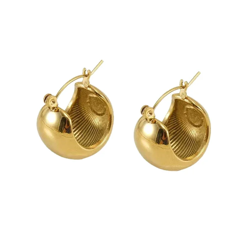 Sculptural Gold PVD Dome Hoop Earrings