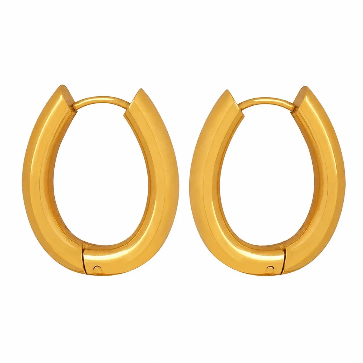 Sculpted Stainless Steel Oval Hoop Earrings