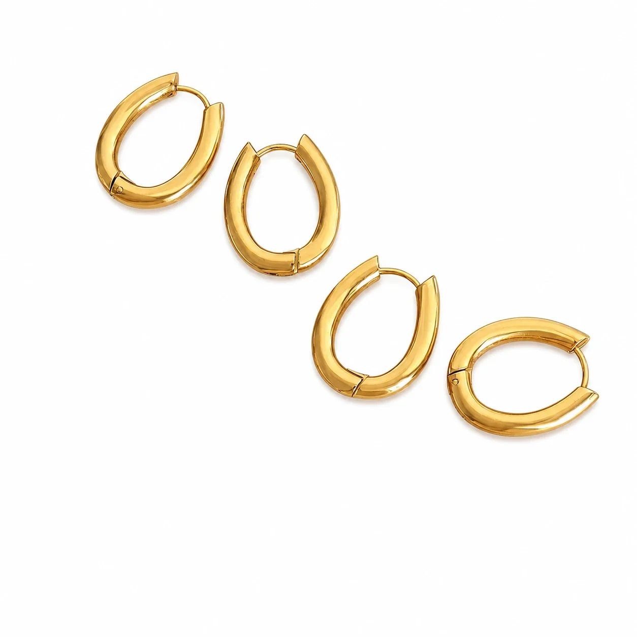 Sculpted Stainless Steel Oval Hoop Earrings