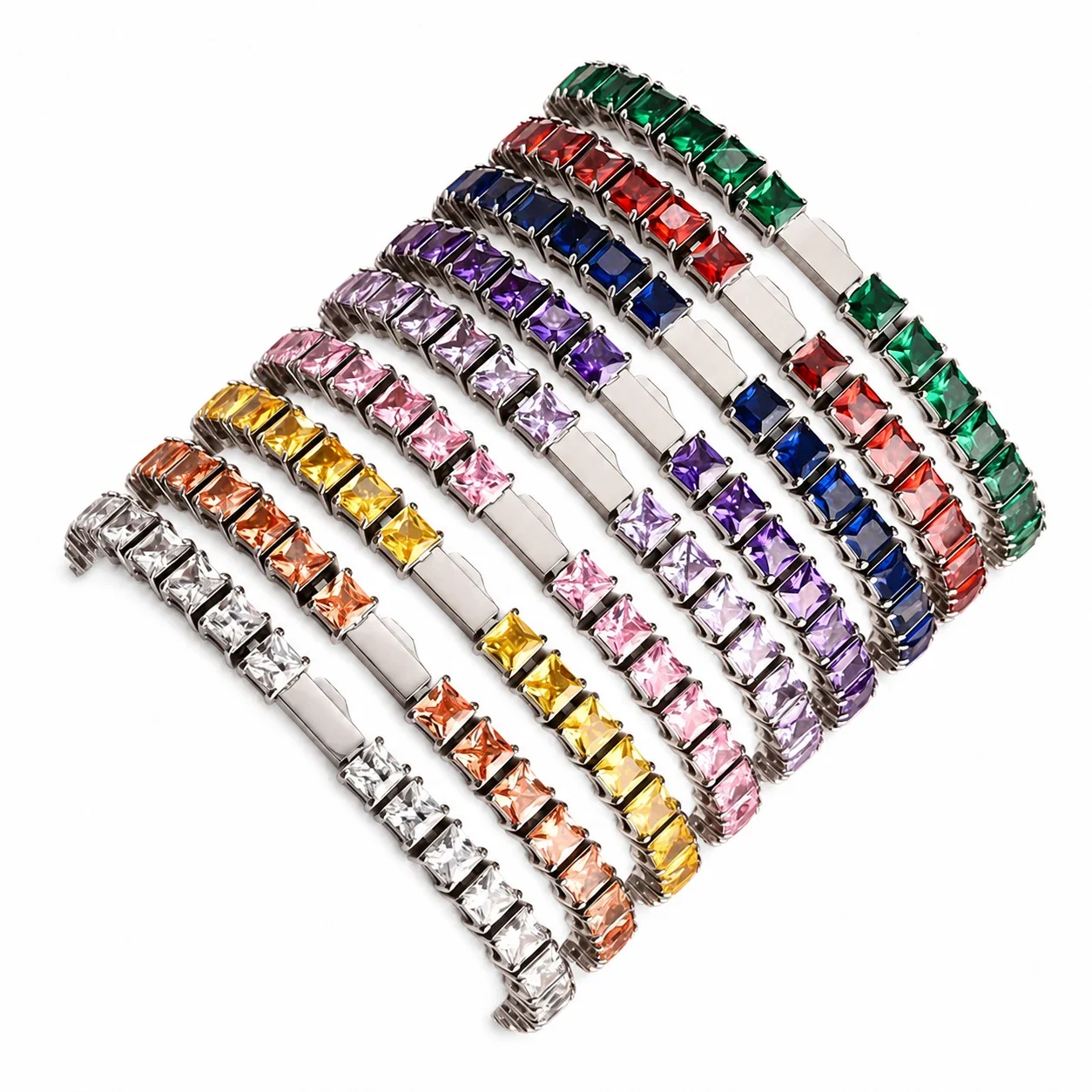 Radiant 316 Stainless Square CZ Tennis Bracelet