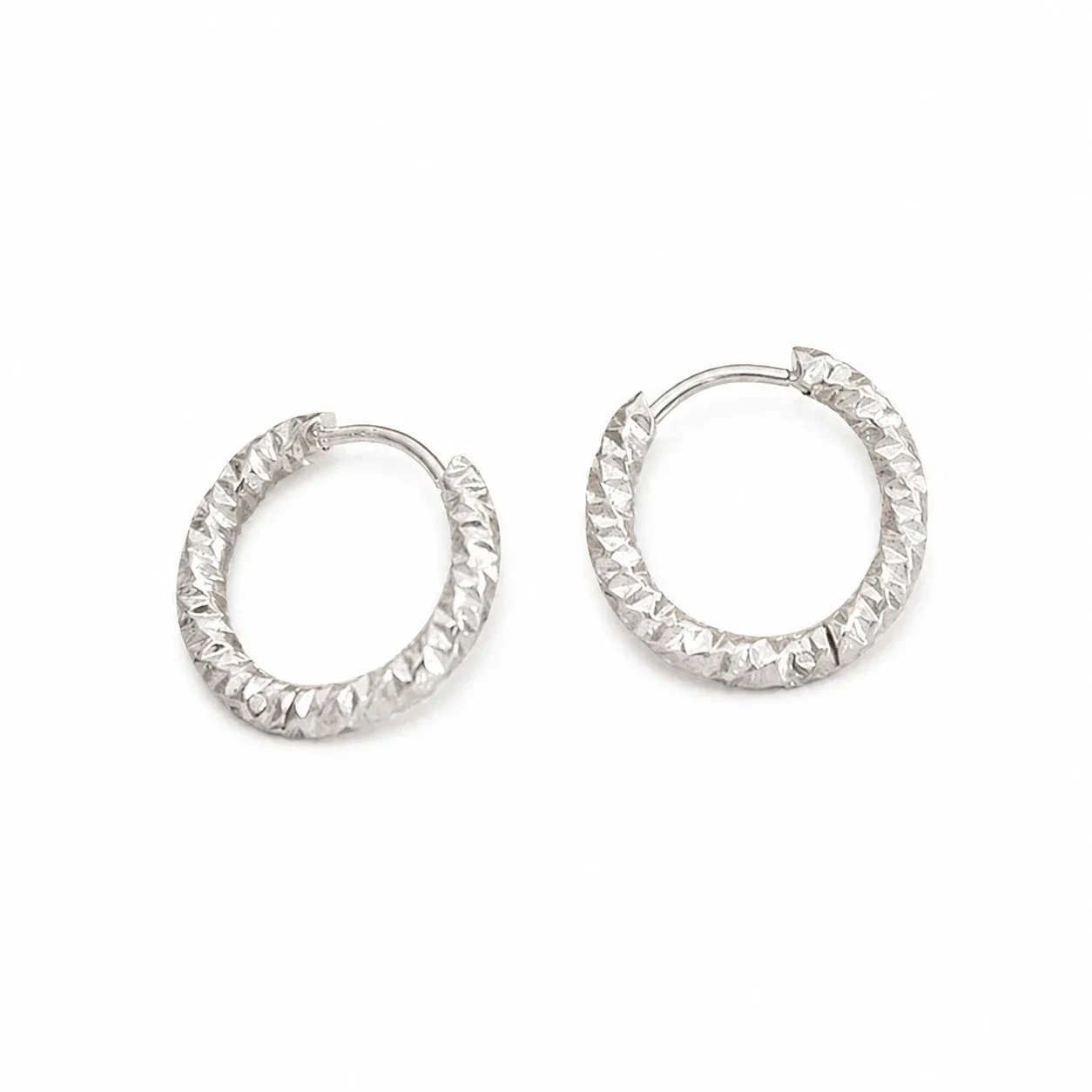 Textured Gold-Plated Stainless Steel Huggie Hoop Earrings