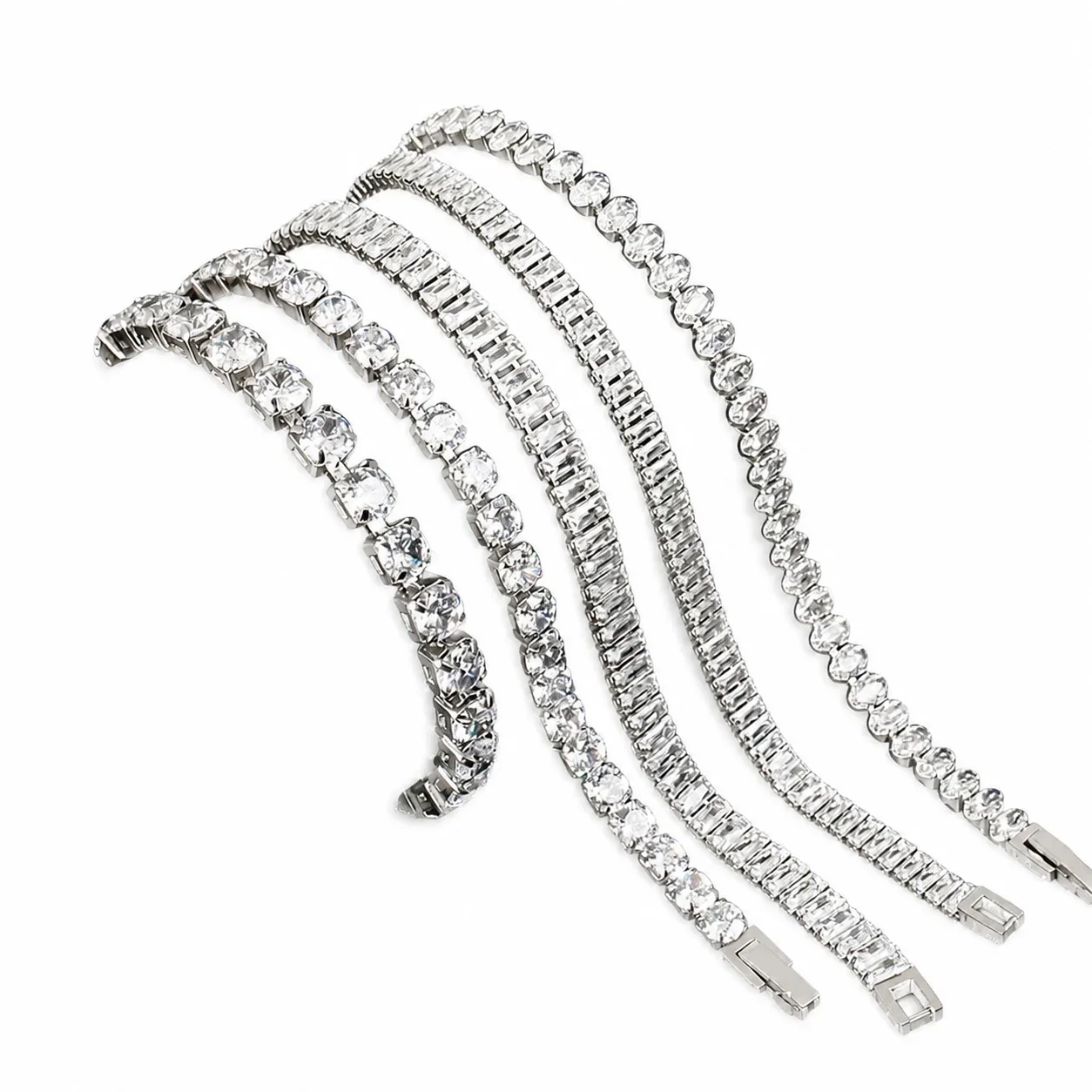 Radiant Stainless Steel Round Prong-Set CZ Tennis Bracelet