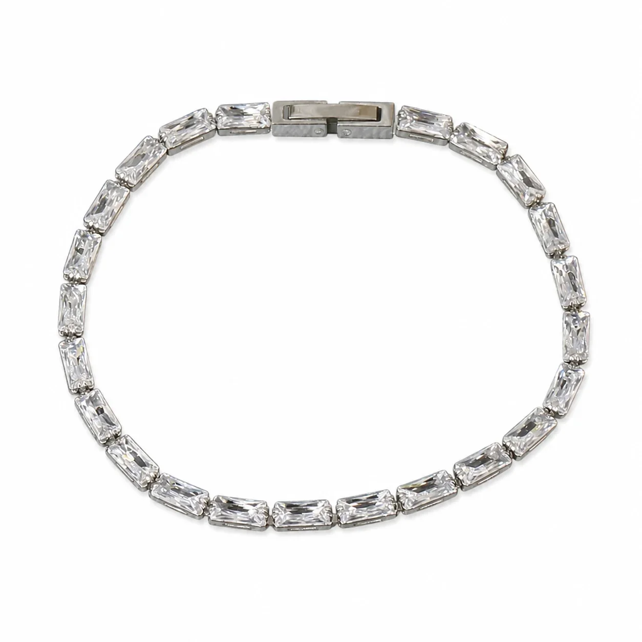 Radiant Stainless Steel Round Prong-Set CZ Tennis Bracelet - Silver 3 mm 17 cm