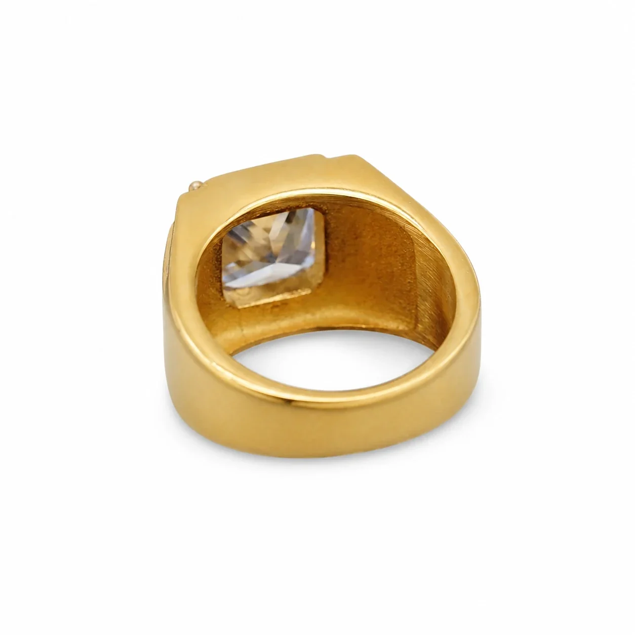Iced Square-Cut 316 Stainless Steel Pavé Signet Ring