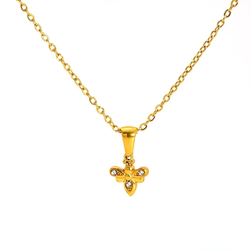 Celestial Gold-Plated Stainless Steel Starburst Crystal Necklace
