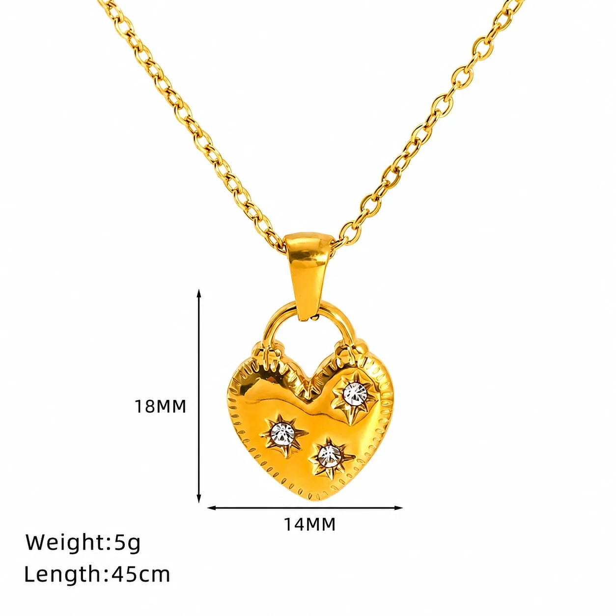 Celestial Gold-Plated Stainless Steel Starburst Crystal Necklace - Gold Bee