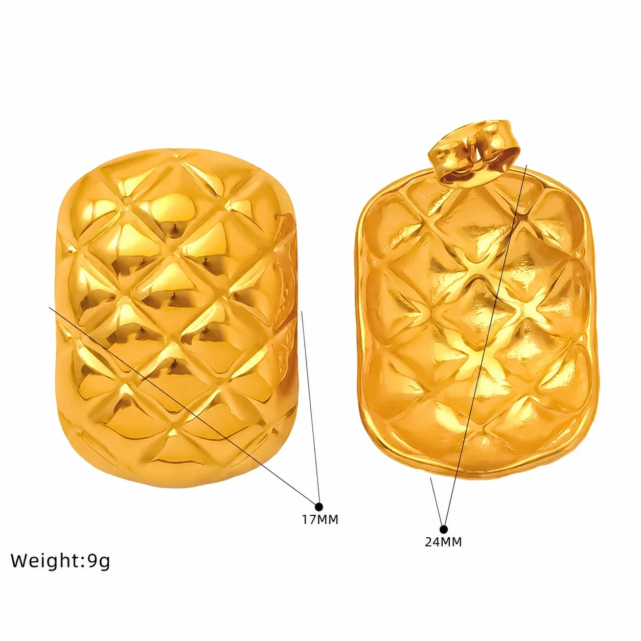Sculptural Gold-Plated Wing Ridge Stud Earrings - Gold Spiral