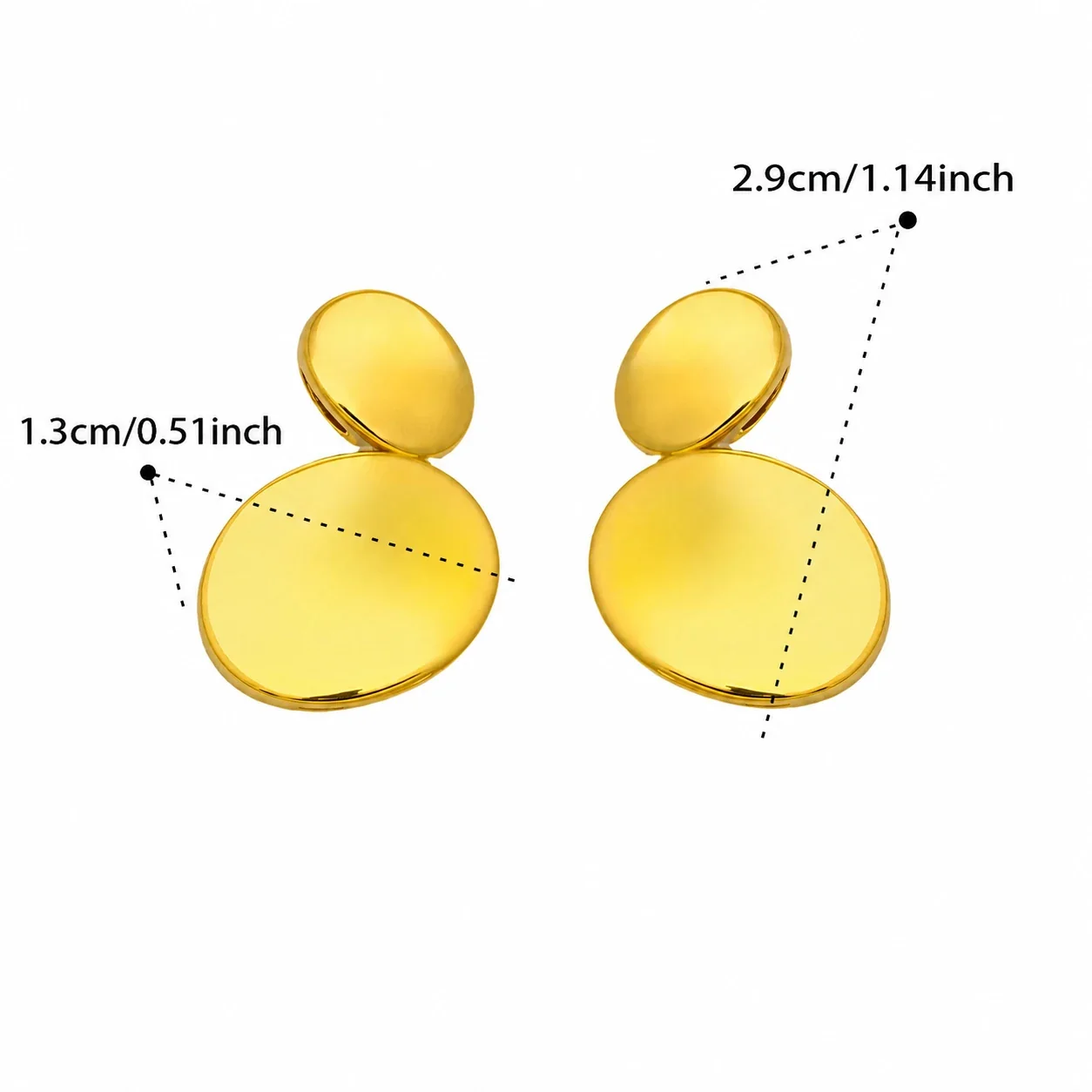 Foto do produto: Brincos Pendentes Esculpidos de Duplo Disco em Aço Inoxidável 316L Dourado 18K - PVD