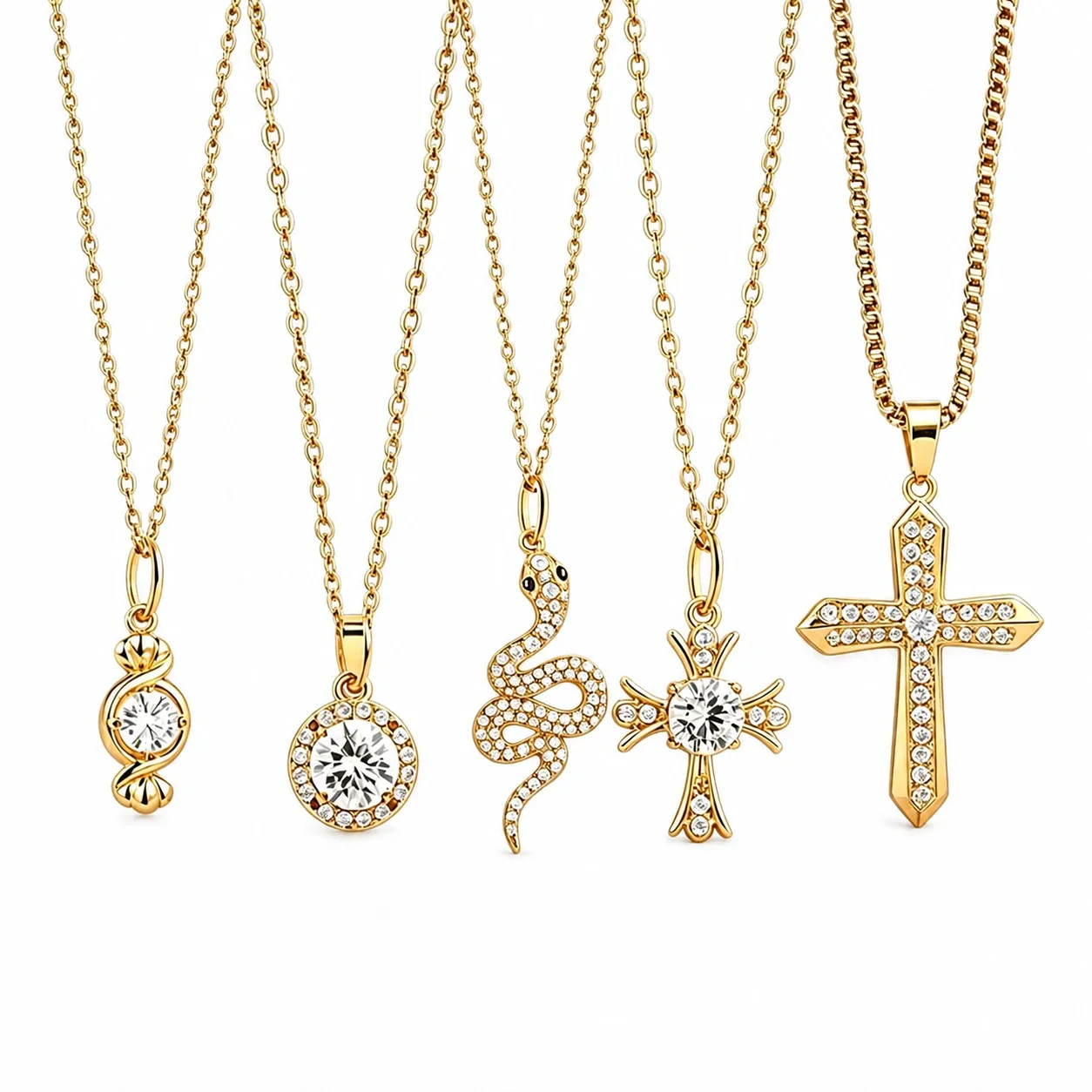 Playful 316 Stainless Steel CZ Charm Pendant Necklace