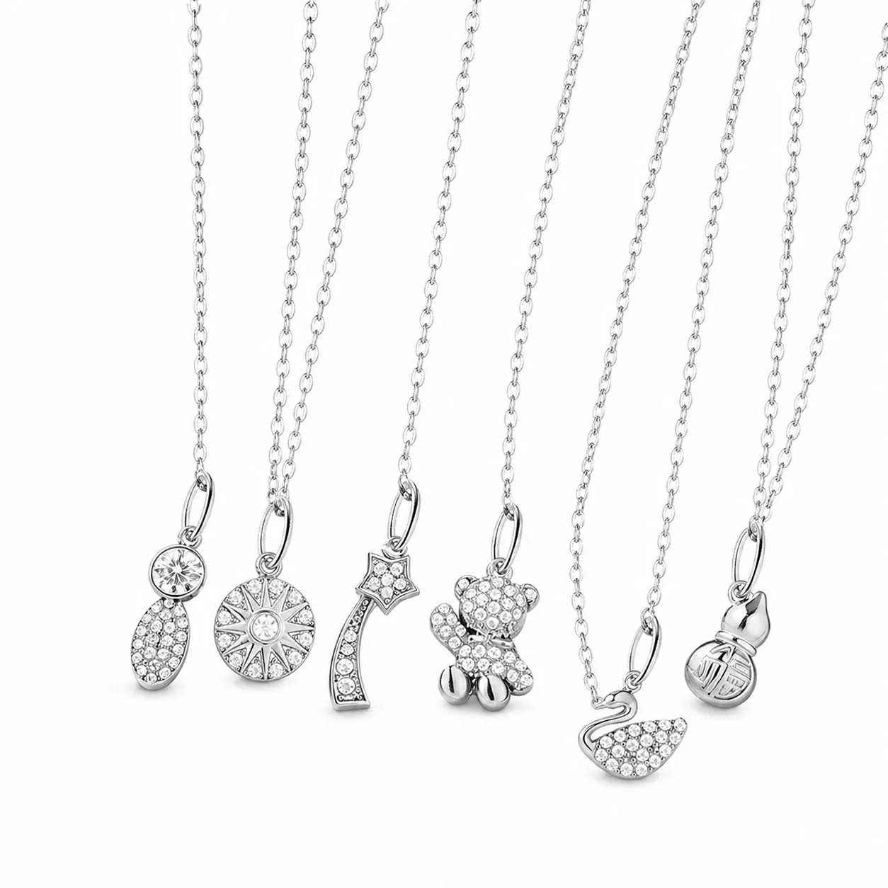 Playful 316 Stainless Steel CZ Charm Pendant Necklace