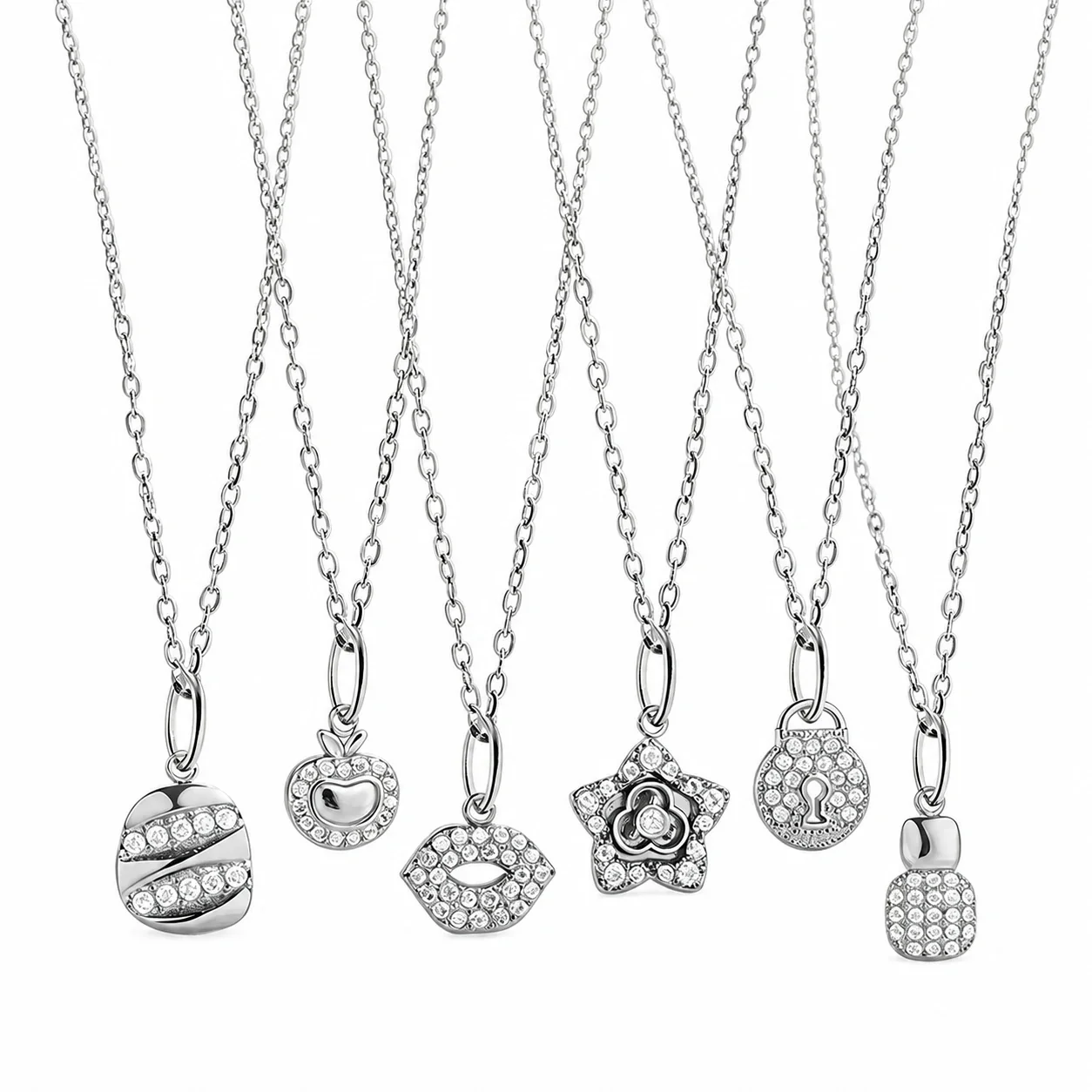 Playful 316 Stainless Steel CZ Charm Pendant Necklace