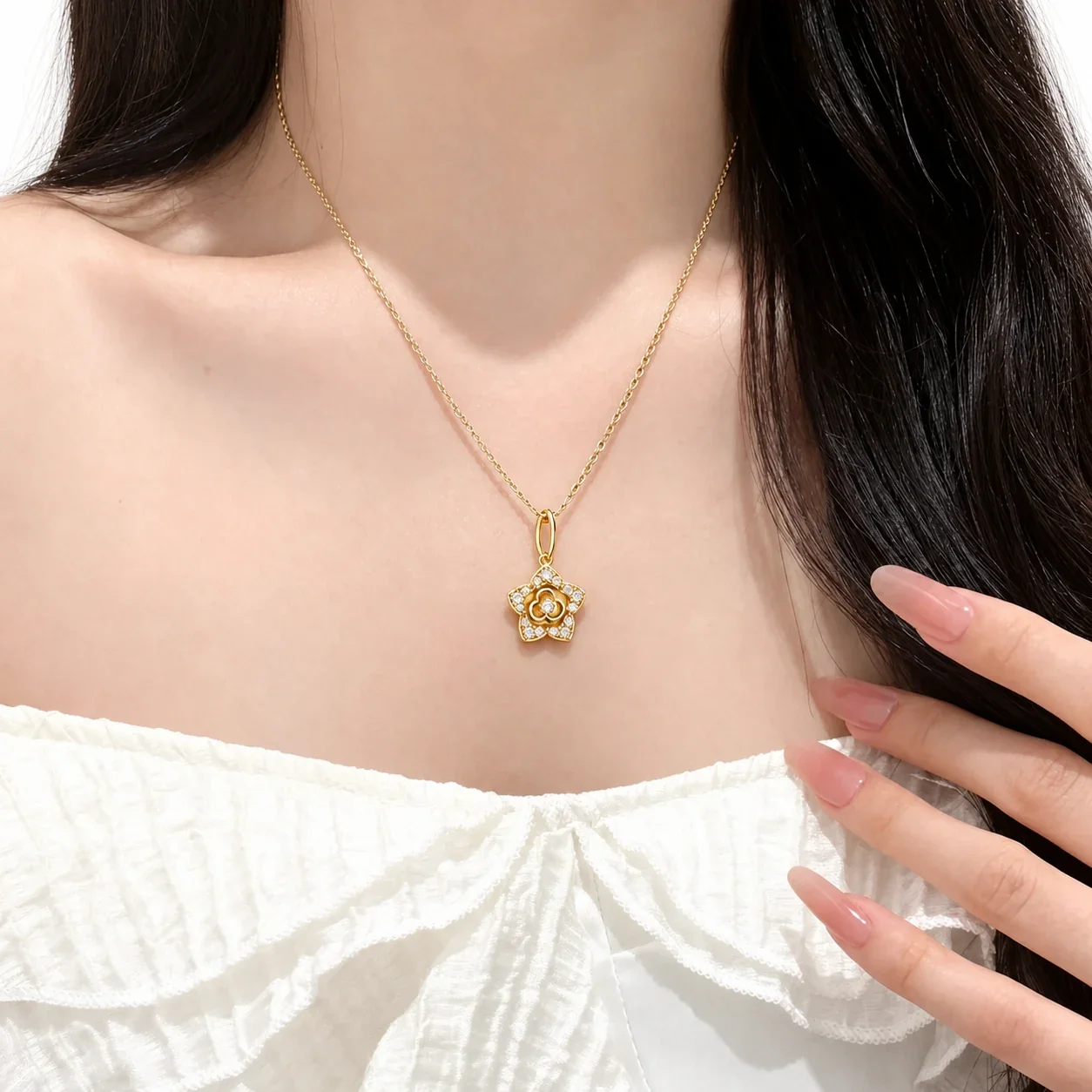 Playful 316 Stainless Steel CZ Charm Pendant Necklace