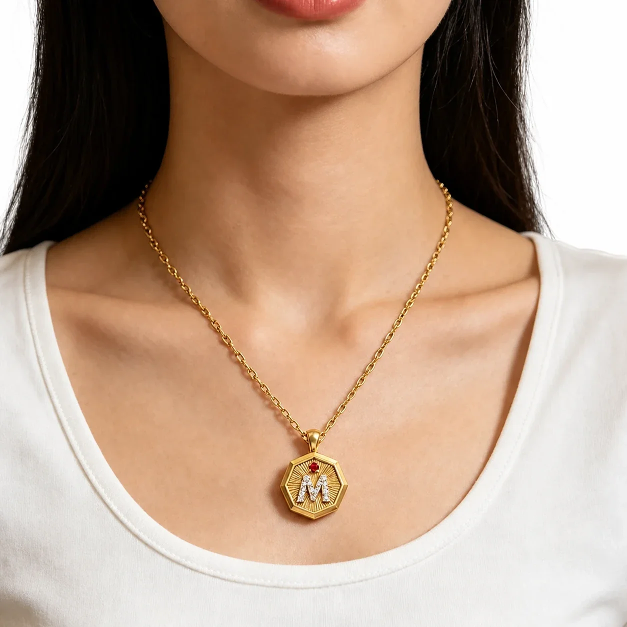 Octagon Monogram 18K Gold-Plated 316 Stainless Steel Jewelry Set