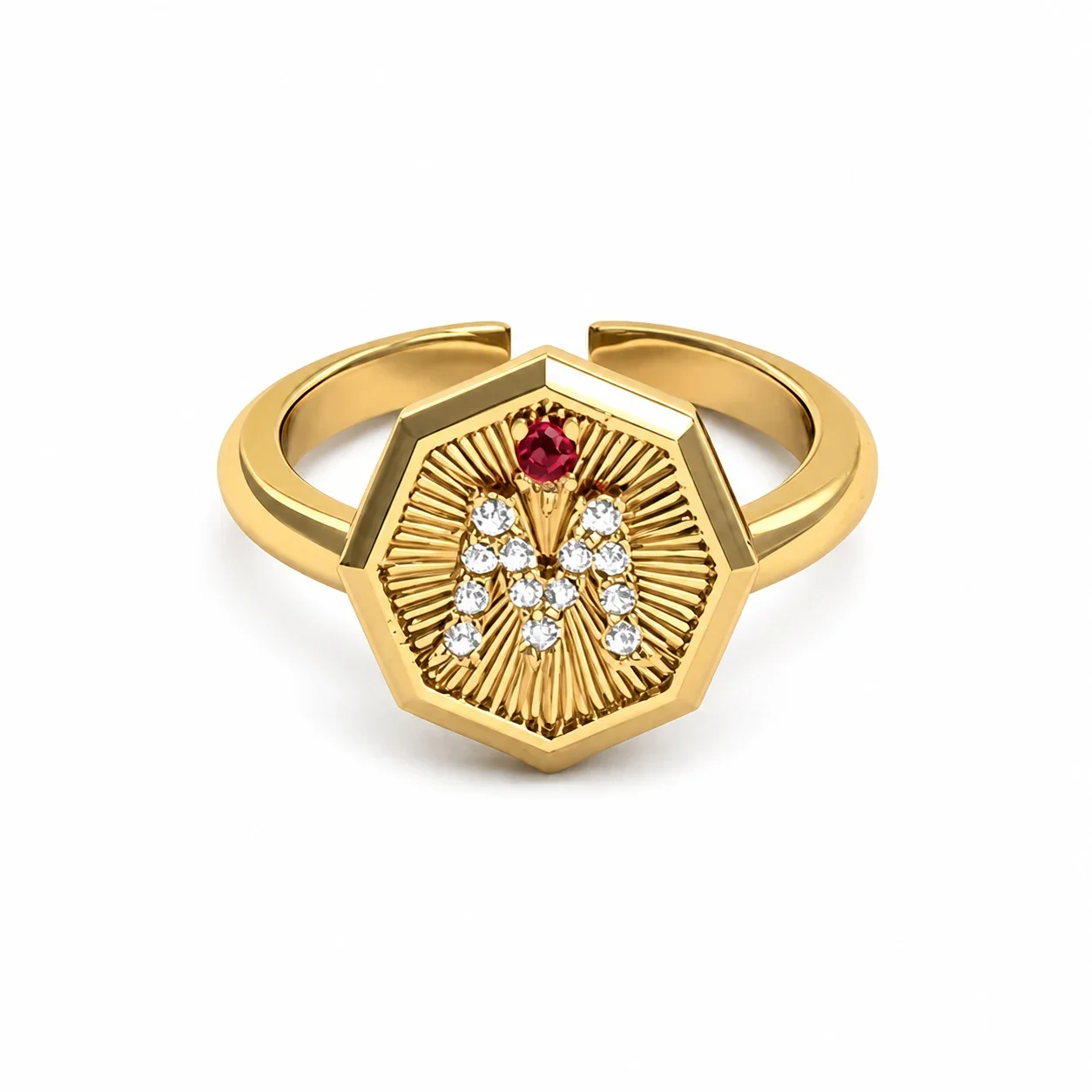 Octagon Monogram 18K Gold-Plated 316 Stainless Steel Jewelry Set