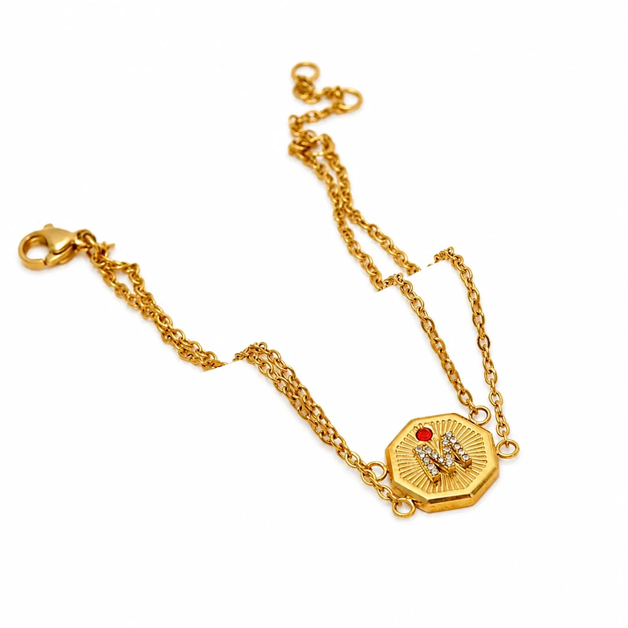 Octagon Monogram 18K Gold-Plated 316 Stainless Steel Jewelry Set