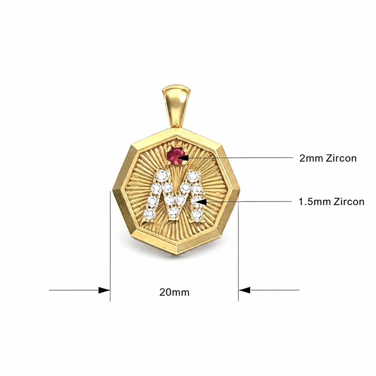 Octagon Monogram 18K Gold-Plated 316 Stainless Steel Jewelry Set - Pendant