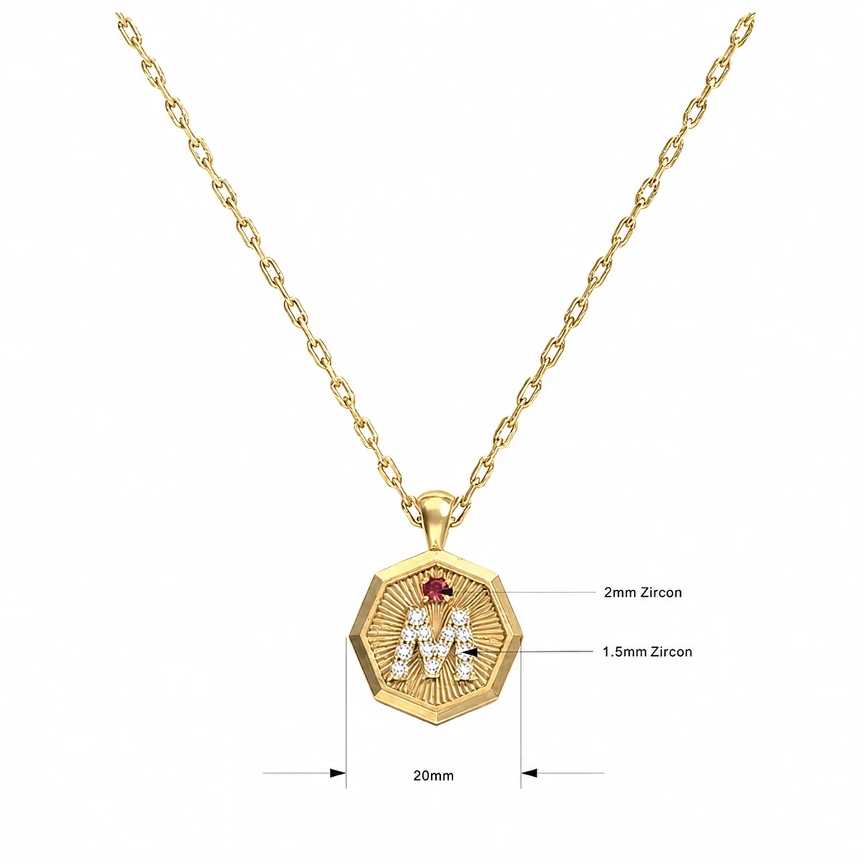 Octagon Monogram 18K Gold-Plated 316 Stainless Steel Jewelry Set - Necklace