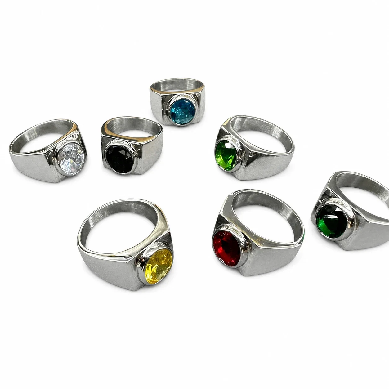 Bold 316 Stainless Steel Round Stone Signet Ring