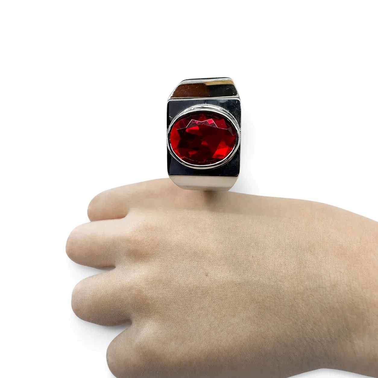 Bold 316 Stainless Steel Round Stone Signet Ring