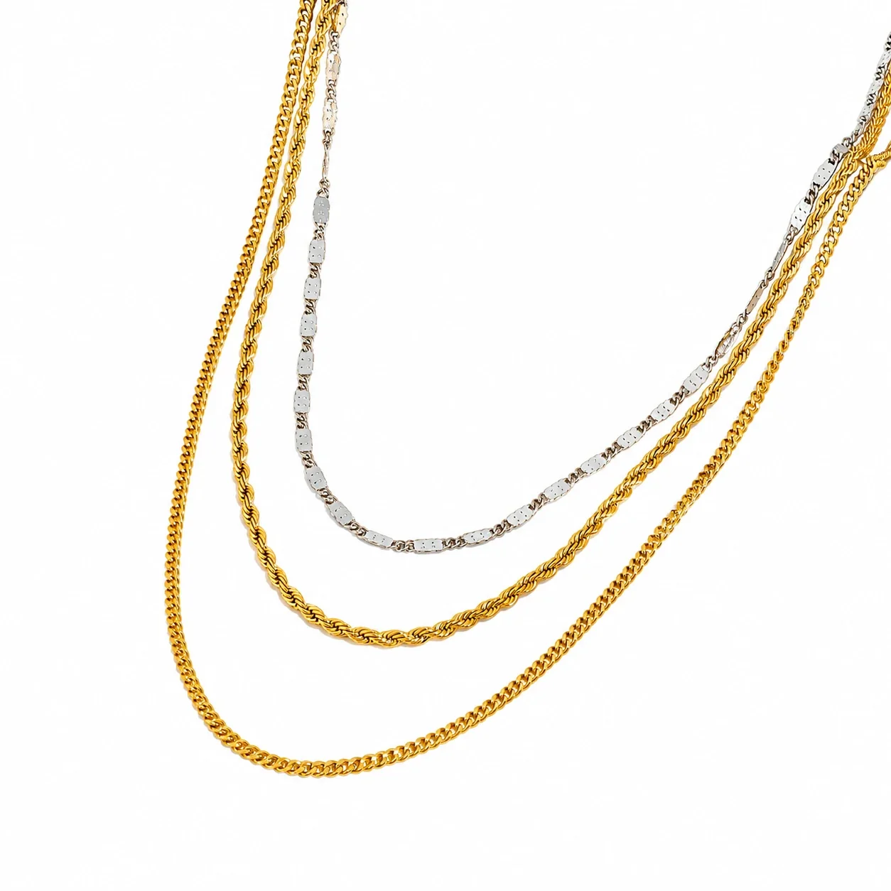 Foto del producto: Collar en capas con cadenas de serpiente y tipo clip, chapado en oro