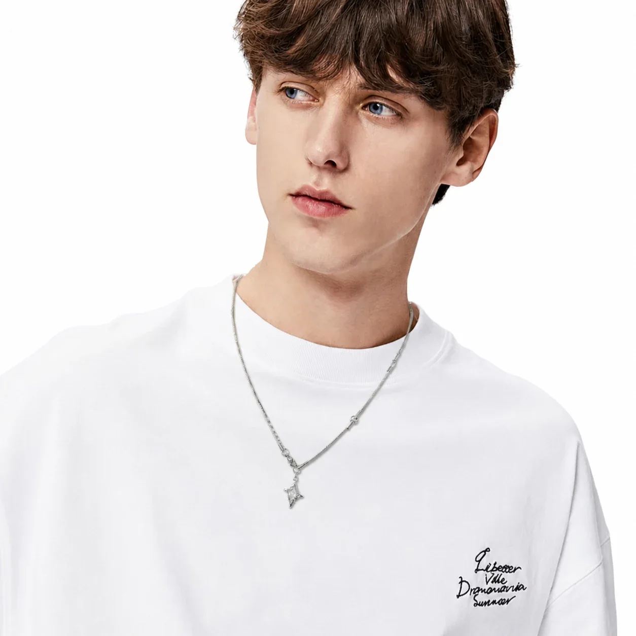 Edgy Stainless Steel Snake Chain Marquise Star Pendant Necklace